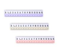 Hopzab 3PCS 15cm Transparent Plastic Rulers, Shatterproof Dual-Sided Scales, Precise Measuring Tools, Random Colour Designs, Office School Supplies