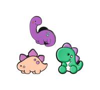 Hopzab 3PCS Cute Dinosaur Enamel Lapel Pins, Colourful Animal Badges, Durable Zinc Alloy Decorative Accessories, Secure Clasp Brooches for Bags and Clothing