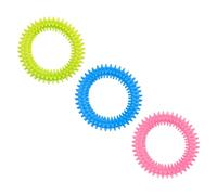 Hopzab 3PCS Interactive Dog Chew Toys, TPR Grinding Rings for Puppy Teething and Dental Cleaning, Durable & Tough Play for Small to Medium Breeds(Red, Green, Blue)