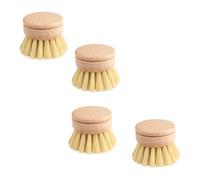Hopzab 4 Pack Bamboo Replacement Brush Heads, Soft Bristle Refills for Eco Cleaning, Dish Scrubbers, Zero Waste Kitchen and Bathroom Tool, Sustainable Home Care