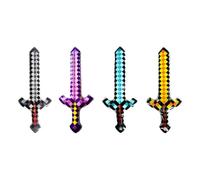 Hopzab 4 Pcs Inflatable Pixel Sword Set - 60cm Pirate Toy Swords for Cosplay, Theme Parties, Carnival & Pool Fun - Includes Hand Air Pump & Stage Props