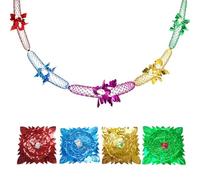 Hopzab 4 PCS Maple Leaf Paper Garlands 8.8FT Christmas Hanging Decorations Colorful Leaf Streamers for Xmas Party Supplies, Holiday Indoor Outdoor Decor in Home Store Restaurant