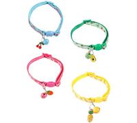 Hopzab 4PCS Adjustable Cat Collar with Bell Charm, Cute Floral Design, Safety Breakaway Buckle, Lightweight & Comfortable, Four Colour Options for Pets