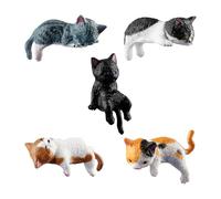 Hopzab 5 Pcs Cute Mini Cat Figures for Car Interior, Resin Cat Ornaments for Rearview Mirror, Dashboard, Home & Office Decor, Miniature Animal Statues