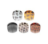 Hopzab 5 Pcs Leopard Print French Twist Combs 9 Teeth Non Slip Side Hair Combs Retro Hair Styling Accessories Multicolour for Women Girls Bun Chignon Up-Do Styling