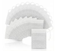 Hopzab 50 Pcs Tea Bags Cotton Muslin Drawstring Bags Mesh Drawstring Bag Barrier Bag for Cooking Tea Coffee Filter Spices Storage Soaking Medicinal Liquor(5 * 7cm)