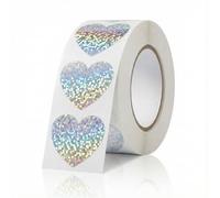 Hopzab 500 Pcs Glitter Heart Shaped Stickers, Self-Adhesive Silver Love Labels for Valentine's Day, Wedding, Party, DIY Crafts, Removable Waterproof Sparkly Handmade Decoration
