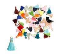 Hopzab 50PCS Mini Tassels, 2cm, Mixed Colours, Handmade Rayon Pendants, Versatile Crafting, Jewellery Making, Bag Charms, Keychain Accessories