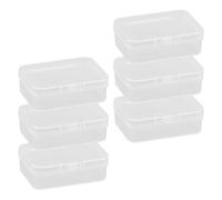 Hopzab 6 PCS Small Rectangular Storage Boxes with Lids Mini Plastic Empty Containers for Storing Beads Pills Jewelry Game Pieces Craft and Other Small Items (6.5 * 4.5 * 2cm)