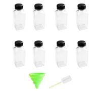 Hopzab 6PCS 250ml Plastic Juice Bottles, Clear PET Reusable Beverage Containers with Lids, Funnel and Brush for Homemade Drinks, Smoothies, Water Storage
