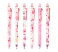 Hopzab 6PCS Retractable Gel Pens Set, 0.5mm Fine Tip, Erasable, Cute Cartoon Design, Kawaii Stationery for School, Office, Journaling, Anti-Slip Grip, Blue Ink Pens(Loopy)
