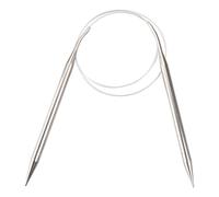 Hopzab 7 mm Circular Knitting Needles 80 cm, Stainless Steel Round Knitting Pins with Flexible Cable, Long Fixed Metal Knit Needles for Weaving Projects, Blanket, Scarf, Hats