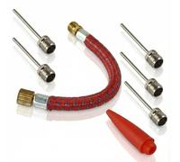 Hopzab 7 Pcs Ball Pump Inflator Needle Kit with Flexible Air Hose and Nozzle Adapter Stainless Steel Pump Needle Set for Basketballs Footballs Volleyballs Inflatable Toys Airbeds Bicycles