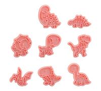 Hopzab 8 PCS Dinosaur Cookie Cutters Set Plastic Cookie Stamps Cute Biscuit Press Mould with 3D Dinosaurs Shape for Dinosaur Party Children's Birthday Party Pastry Fondant Cake Decoration