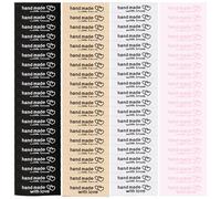 Hopzab 80 PCS Sewing Labels Handmade with Love Fabric Labels Sew on Clothing Label Tags with Interlocking Heart Pattern for Handmade Items Crafts Clothes Garment Kintting , 4 colours