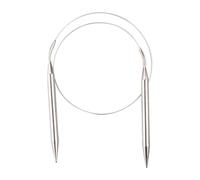Hopzab 9 mm Circular Knitting Needles 80 cm, Stainless Steel Round Knitting Pins with Flexible Cable, Long Fixed Metal Knit Needles for Weaving Projects, Blanket, Scarf, Hats