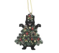 Hopzab Black Cat Christmas Ornaments,Cute Acrylic Cat Hanging Decorations Funny Car Hanging Pendants for Christmas Tree, Merry Xmas and New Year Decor (Style A)