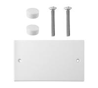 Hopzab Blanking Plate for Socket - White Plastic Cover Plate for Electrical Wall Boxes - Includes Screws, Flame-Resistant, Waterproof, Universal Fit, UKCA Certified(Double)