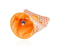 Hopzab Cat Tunnel Bag, Durable Collapsible Interactive Play Tunnel for Small Breeds, Lightweight Foldable Exercise Toy with Plush Ball, Orange, 50x45cm