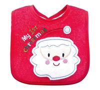 Hopzab Christmas Bib with Santa Claus Red Pattern and “My First Christmas” Design, Soft and Absorbent Feeding Drool Bib for Boys and Girls