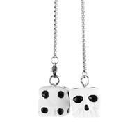 Hopzab Creative Car Dice Hanging Ornament, Metal Dice Rearview Mirror Pendant with Dots, Stylish Car Interior Decor for Men & Women, Fun Driving Accessory, Retro Square Ornament(Skull)