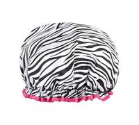 Hopzab Double Waterproof Shower Cap Reusable Bath Cap for Bathing Showering Cooking Spa Salon Sleeping Makeup(Zebra)