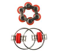 Hopzab Fidget Bike Chain and Flippy Chain,6PCS Sensory Fidget Roller Chain Keychain Stress Reducer Anxiety Relief Key Chain Set for Adults and Teens, ADHD, ADD, Autism(Red)