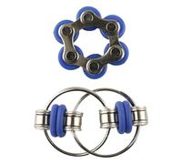 Hopzab Fidget Bike Chain and Flippy Chain,6PCS Sensory Fidget Roller Chain Keychain Stress Reducer Anxiety Relief Key Chain Set for Adults and Teens, ADHD, ADD, Autism(Blue)