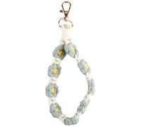 Hopzab Handmade Macrame Keychain Wristlet, Boho Daisy Flower Keychain with Woven Lanyard, Cute Bracelet Keyring for Women, Phone Holder, Car Key Badge, Gift for Friends (Green)