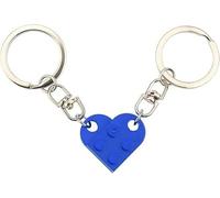 Hopzab Heart Brick Keychains Set Matching Couples Keyrings Heart-Shaped Decorations Sweet Gift for Couples Lovers Ideal for Anniversary Valentine's Day(Blue)