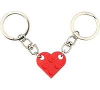 Hopzab Heart Brick Keychains Set Matching Couples Keyrings Heart-Shaped Decorations Sweet Gift for Couples Lovers Ideal for Anniversary Valentine's Day(Red)