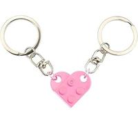 Hopzab Heart Brick Keychains Set Matching Couples Keyrings Heart-Shaped Decorations Sweet Gift for Couples Lovers Ideal for Anniversary Valentine's Day(Pink)
