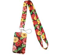 Hopzab Lanyard Card Holder Set Includes Sliding Badge Card Holder and Detachable Lanyard for Bus Cards Access Cards Events Name Tags Work ID(Sunflower)
