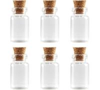 Hopzab Mini Clear Glass Bottles with Cork Stoppers Small Empty Glass Jars Little Spell Bottles Wishing Jars Miniature Potion Bottle for DIY Craft Message Decoration Storage(6 Pcs)