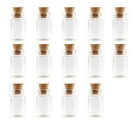Hopzab Mini Clear Glass Bottles with Cork Stoppers Small Empty Glass Jars Little Spell Bottles Wishing Jars Miniature Potion Bottle for DIY Craft Message Decoration Storage(14 Pcs)