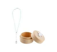 Hopzab My First Rosary Baptism Gifts,Baptism Memorial Box Peal Rosary Necklace,Bule Elegant Beaded Design,Christening and First Communion Gifts for Women Kids Baby Shower(Bule)