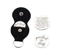 Hopzab Pocket Hug Token Gift, Long Distance Relationship Keepsake,Little Pockets Hug Coin, Stainless Steel Double Sided with PU Leather Keychain, for Family, Friends, Lovers