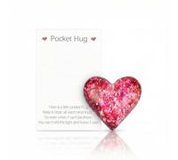 Hopzab Pocket Hugs Heart with Card Special Keepsake Ornament Pocket Hug Token Positivity Encourage Warm Gift for Birthday Christmas Mothers Day Valentines (Pink)