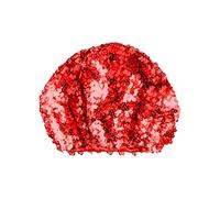 Hopzab Sparkly Sequins Beret Hat, Dazzling Fashionable Beanie Cap for Dancing Party, Nightclub, Disco, School Stage Performance, Cosplay, Mardi Gras Red