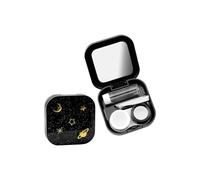 Hopzab Starry Sky Pattern Contact Lens Cases Portable Contact Lens Container Set Travel Mini Companion Box with L and R Caps,Mirror,Tweezers and Solution Bottle,for Home Work School Travel