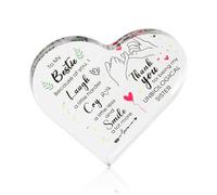 Hopzab Transparent Acrylic Desktop Plaque Heart-Shaped Acrylic Decoration Unique Bestie Gift with Meaningful Text for Best Friend Girls Women Friendship Birthday(Bestie)