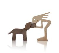 Hopzab Wooden Carving of Dog and People Handmade Puppy Human Craft for Dog Lovers Wooden Sculpture Ornaments Creative Pet Lover Gifts for Home Decoration (Girl)