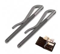 HOQBFSN 2 Pcs 70mm Black Spring Metal Money Clip Bars, Replaceable Spring Clamp Spare Parts for Bifold Wallet, Robust Spring Loaded Cash Card Holder Strips for Adult Wallet Repair & Standalone Use