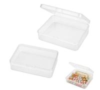 HOQBFSN 2Pcs Clear Mini Rectangular Plastic Storage Boxes with Hinged Lids 4.13x2.95x0.98 Inches Small Transparent Organizer Case for Jewelry Beads Crafts Cards Small Accessories
