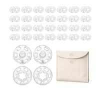 HOQBFSN 30 Pairs 21 mm Transparent Plastic Sew-On Snap Fasteners, Invisible Press Stud Buttons, Hidden Closures for Adult Dresses, Bags & DIY Sewing Crafts