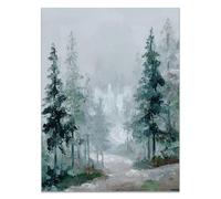 HOQIU Beautiful Wall Art Abstract forest landscape canvas artwork for wall, art prints, For living room, bedroom, bathroom, dining room, painting and decor.(green)-30x40cm Unframed