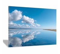 HOQIU Beautiful wall art Blues Skies Water Landscapes canvas artwork for wall, art prints, For living room, bedroom, bathroom, dining room, painting and decor.(Multicolor)-40x60cm Framed