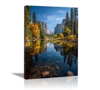 HOQIU Beautiful Wall Art Forest stream scenery canvas artwork for wall, art prints, For living room, bedroom, bathroom, dining room, painting and decor.(green)-60x80cm Framed