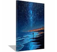 HOQIU Beautiful wall art Milky Way Beacheses Views canvas artwork for wall, art prints, For living room, bedroom, bathroom, dining room, painting and decor.(Multicolor)-60x80cm Framed