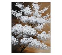 HOQIU Black And White Canvas Pictures The white flowers on the branches are painted prints for walls, canvas wall art, for Living Room Bedroom Bathroom Home Wall Decoration(black)-80x120cm Unframed